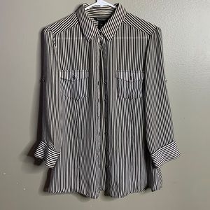 Black and white striped button up